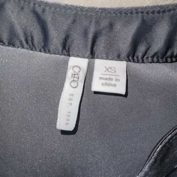 Cato Shirt Womens XS Tunic Grey Stretch‎ Velvet Popover Holiday Christmas - Picture 4 of 12